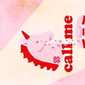 Call me Lovecore unicorn with diamond tears Pink and red Wall hanging/ Tea towel