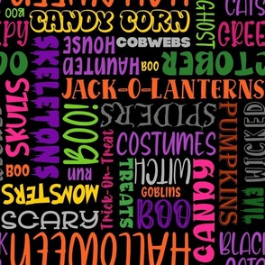 Large Scale Halloween Word Cloud Ghosts Goblins Boo Witch Pumpkins