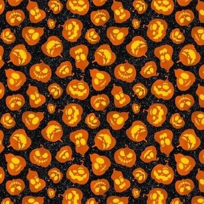 Small Scale  Orange Jackolantern Halloween Pumpkins on Galactic Black