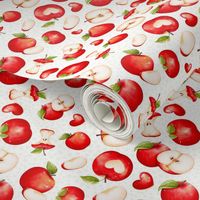 Medium Scale Red Apples Slices Cores on White