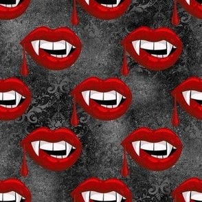 Medium Scale Red Vampire Lips on Black Grunge