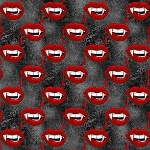 Small Scale Red Vampire Lips on Black Grunge