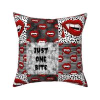 Bigger Scale Patchwork 6" Squares Just One Bite Vampire Red Lips for Cheater Quilt or Blanket