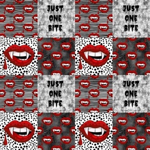 Smaller Scale Patchwork 3" Squares Just One Bite Vampire Red Lips for Cheater Quilt or Blanket
