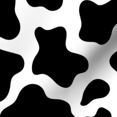 Large Scale Black and White Cow Spots Animal Print