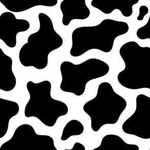 Large Scale Black and White Cow Spots Animal Print