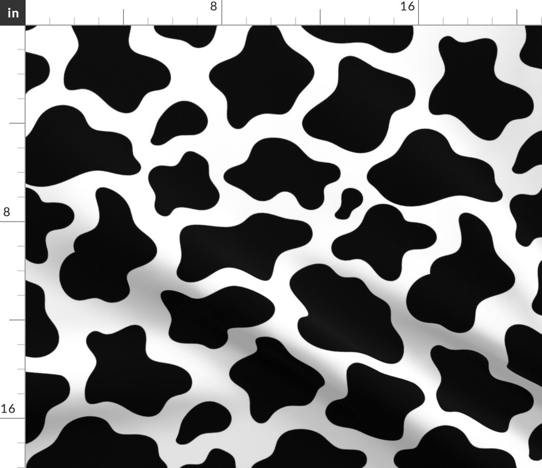 Large Scale Black and White Cow Spots Animal Print