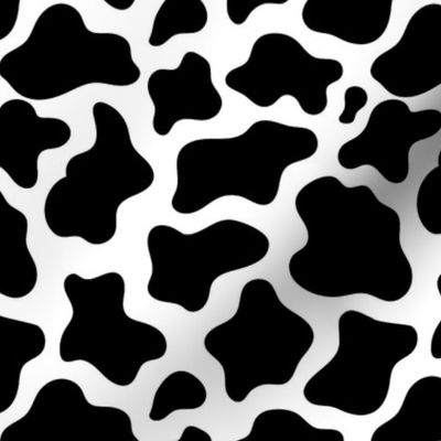 Medium Scale Black and White Cow Spots Animal Print