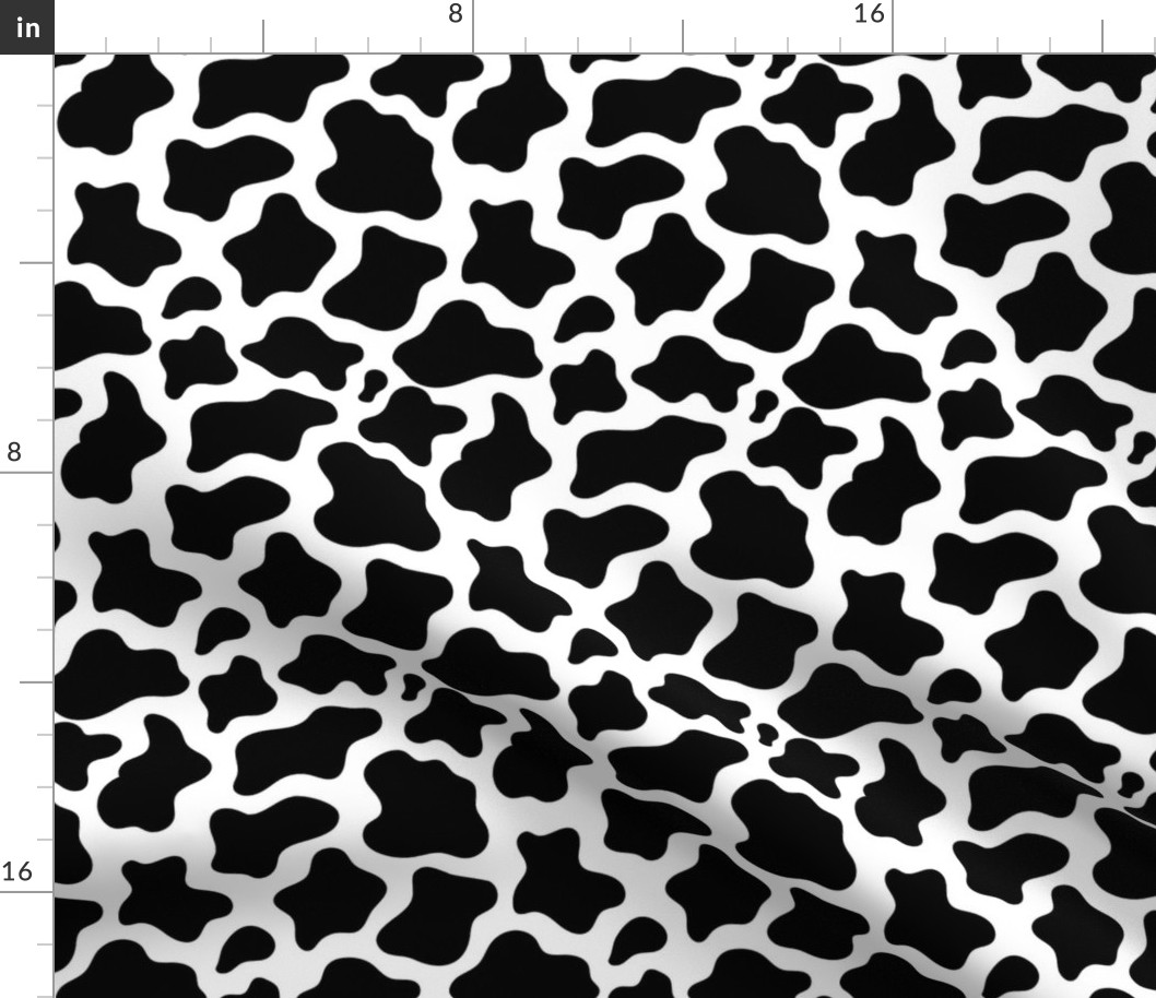 Medium Scale Black and White Cow Spots Animal Print
