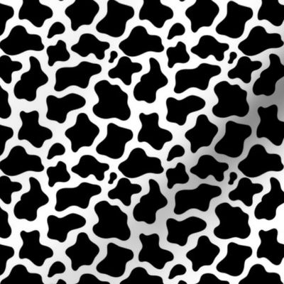 Small Scale Black and White Cow Spots Animal Print