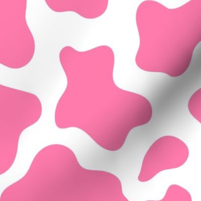 Large Scale Pink and White Cow Spots Animal Print