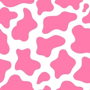 Large Scale Pink and White Cow Spots Animal Print
