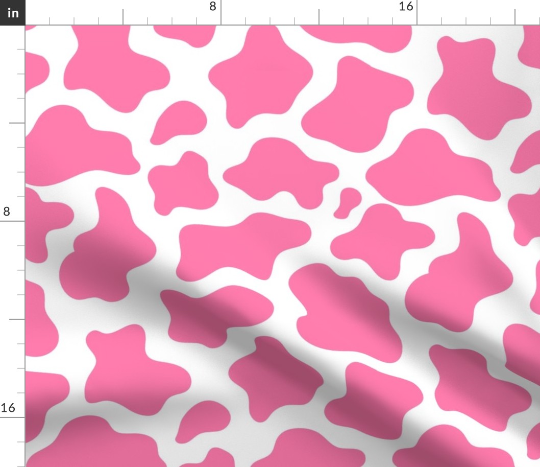 Large Scale Pink and White Cow Spots Animal Print