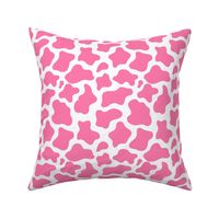 Medium Scale Pink and White Cow Spots Animal Print