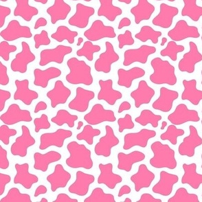 Small Scale Pink and White Cow Spots Animal Print