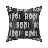 Large Scale Boo! Creepy Halloween Letters Grey on Black