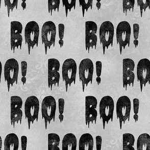 Medium Scale Boo! Creepy Halloween Letters Black on Grey