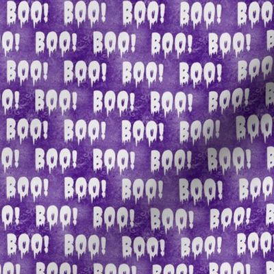 Small Scale Boo! Creepy Halloween Letters Grey on Purple