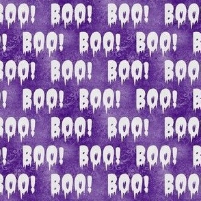 Small Scale Boo! Creepy Halloween Letters Grey on Purple