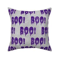 Large Scale Boo! Creepy Halloween Letters Purple on Grey