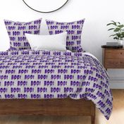 Large Scale Boo! Creepy Halloween Letters Purple on Grey