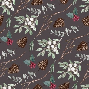 Christmas watercolor pattern - grey