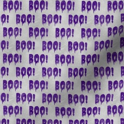 Small Scale Boo! Creepy Halloween Letters Purple on Grey