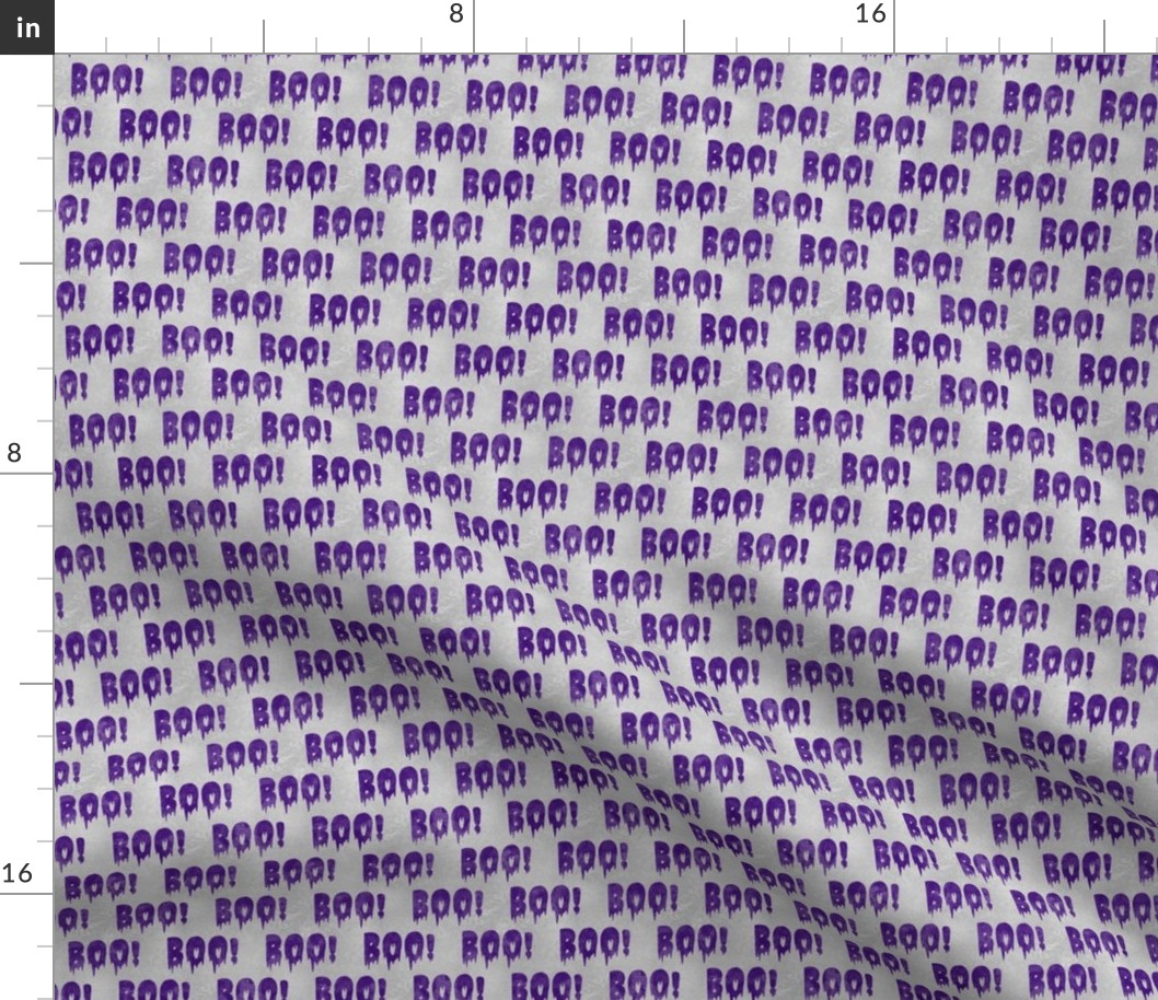 Small Scale Boo! Creepy Halloween Letters Purple on Grey