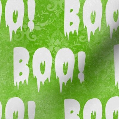 Large Scale Boo! Creepy Halloween Letters Grey on Green