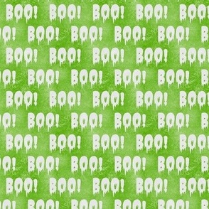 Small Scale Boo! Creepy Halloween Letters Grey on Green