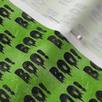 Small Scale Boo! Creepy Halloween Letters Black on Green