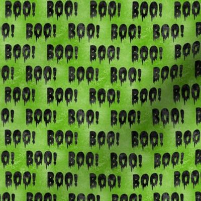 Small Scale Boo! Creepy Halloween Letters Black on Green