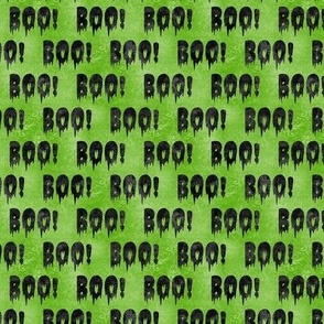 Small Scale Boo! Creepy Halloween Letters Black on Green