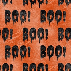 Large Scale Boo! Creepy Halloween Letters Black on Orange