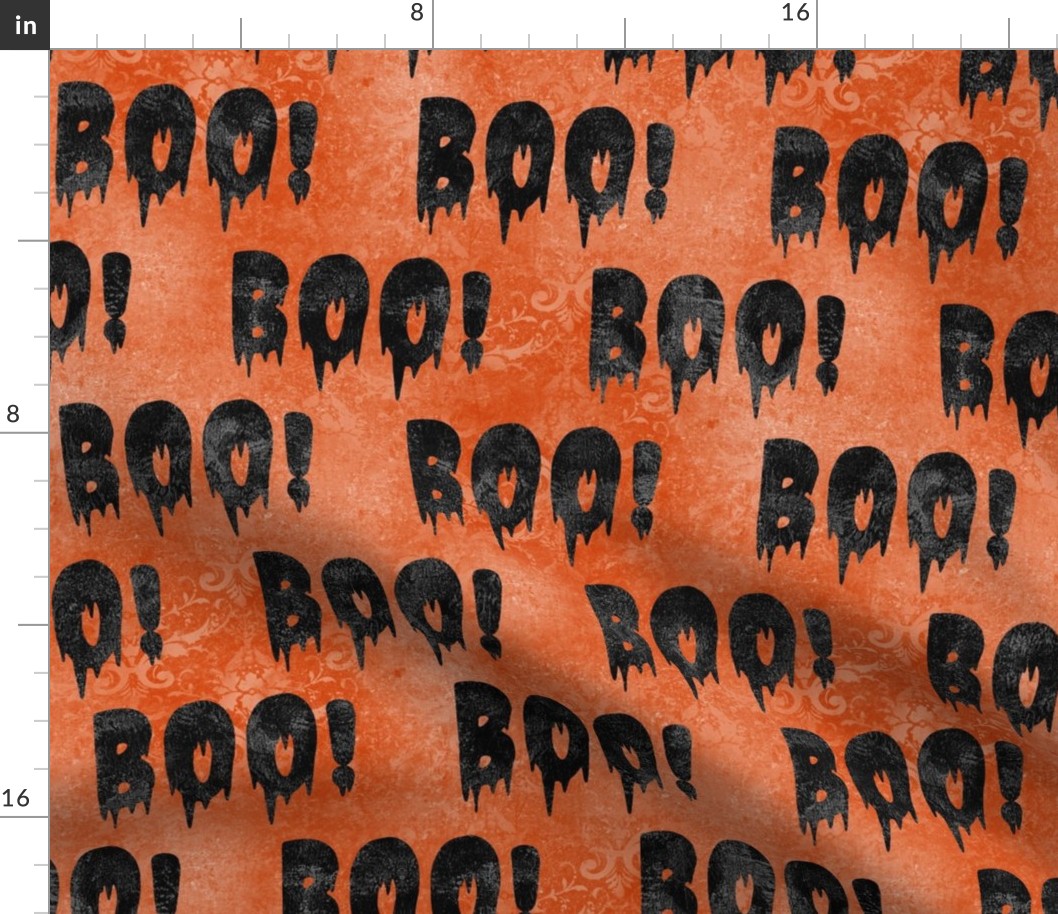 Large Scale Boo! Creepy Halloween Letters Black on Orange