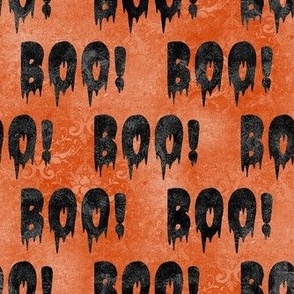 Medium Scale Boo! Creepy Halloween Letters Black on Orange