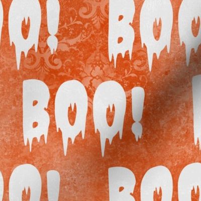 Large Scale Boo! Creepy Halloween Letters Grey on Orange