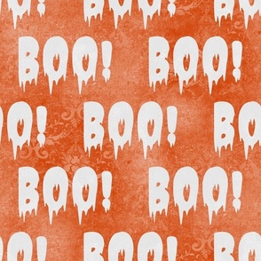 Large Scale Boo! Creepy Halloween Letters Grey on Orange