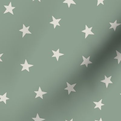 Twinkle Stars_Cream on Sage green_MEDIUM_8 X 8