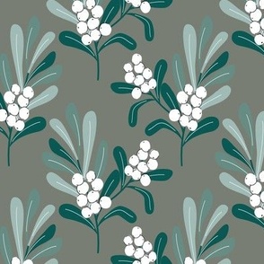 Mistletoe Christmas pattern - grey