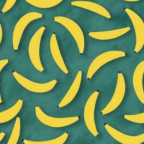 Banana Print on Teal Green