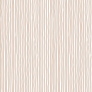 terracotta crooked lines on white - lines fabric