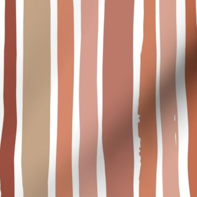 terracotta rough stripes - boho style - stripes fabric and wallpaper