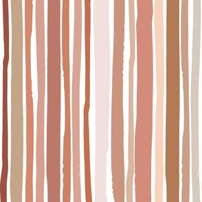 terracotta rough stripes - boho style - stripes fabric and wallpaper