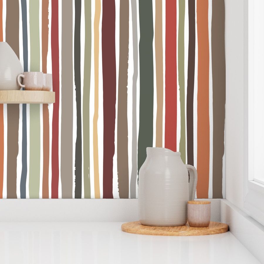 earthy rough stripes - stripes fabric and wallpaper