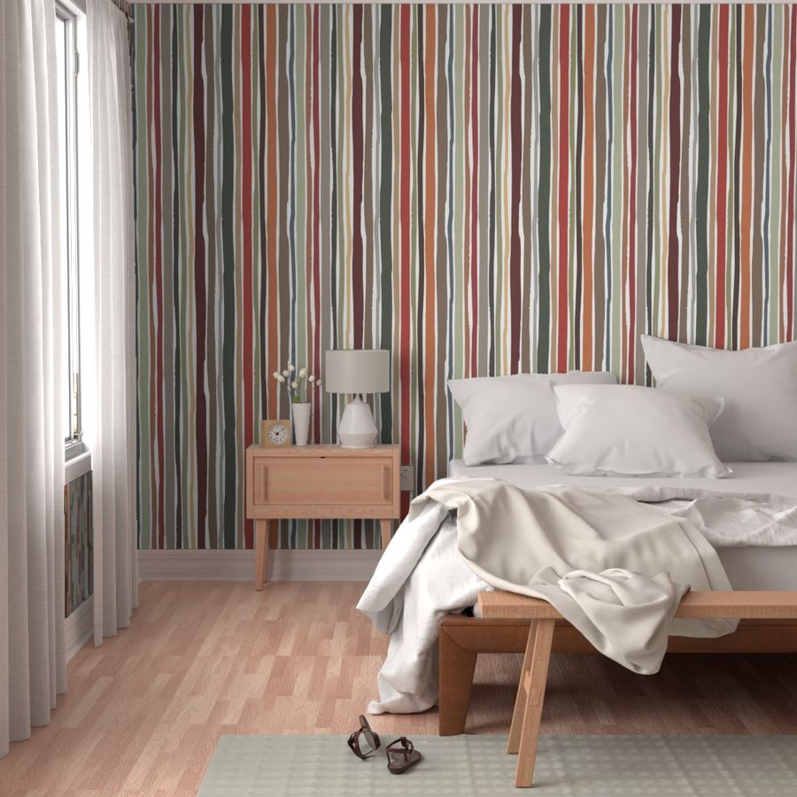 earthy rough stripes - stripes fabric and wallpaper