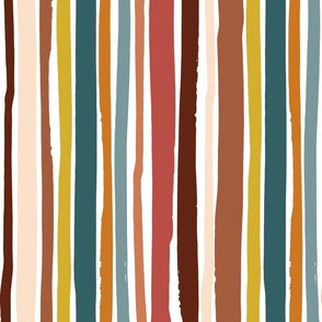 terracotta mix rough stripes - stripes fabric