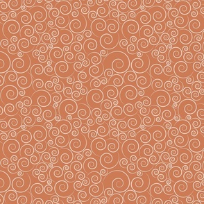 small scale spirals - zen spirals terracotta - spirals fabric