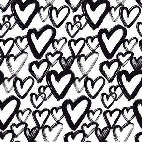 Hand drawn black  hearts