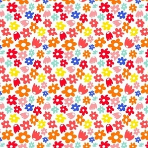 Rainbow Flowers with White on White Background - 2.5x2.5